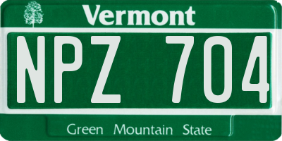 VT license plate NPZ704