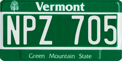 VT license plate NPZ705