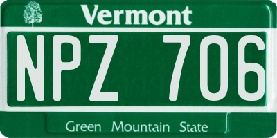 VT license plate NPZ706