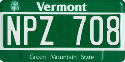 VT license plate NPZ708
