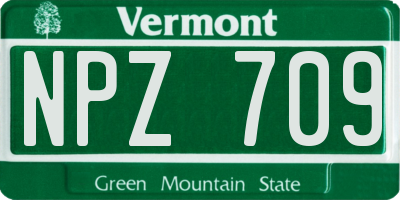 VT license plate NPZ709