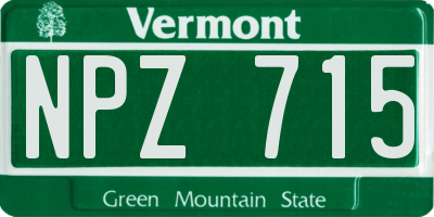 VT license plate NPZ715