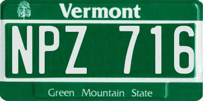 VT license plate NPZ716