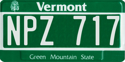 VT license plate NPZ717