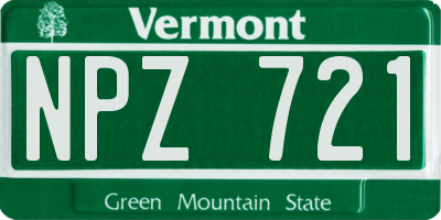 VT license plate NPZ721