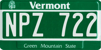 VT license plate NPZ722