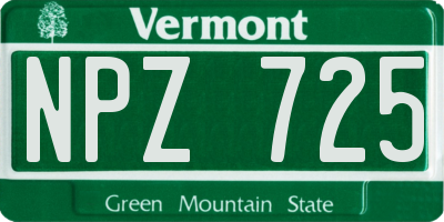 VT license plate NPZ725