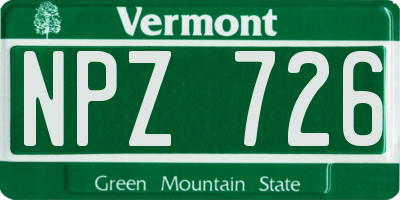 VT license plate NPZ726