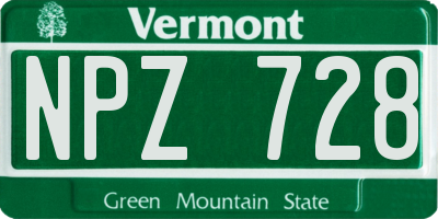VT license plate NPZ728