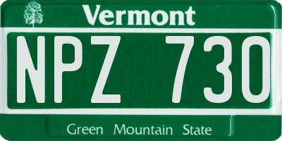 VT license plate NPZ730