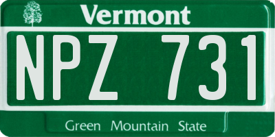 VT license plate NPZ731