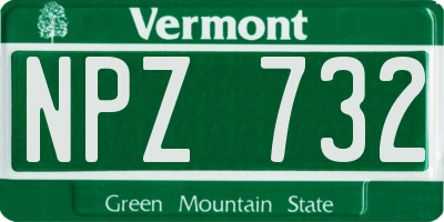 VT license plate NPZ732
