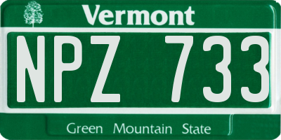 VT license plate NPZ733