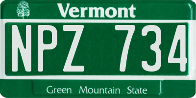 VT license plate NPZ734