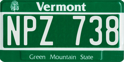 VT license plate NPZ738