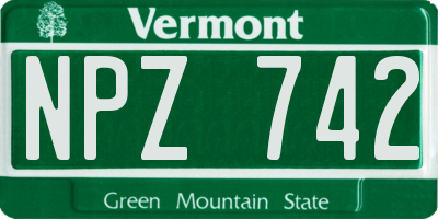 VT license plate NPZ742