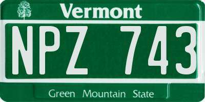 VT license plate NPZ743