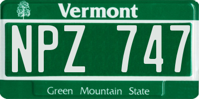 VT license plate NPZ747