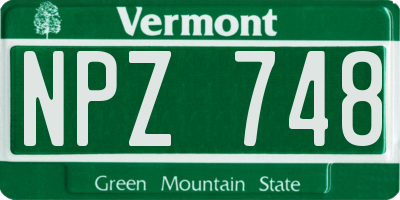 VT license plate NPZ748
