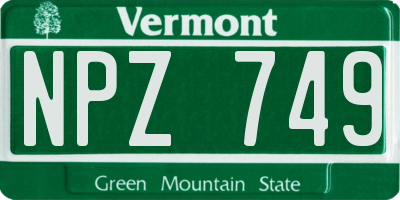 VT license plate NPZ749