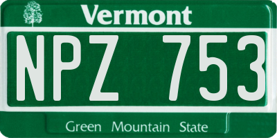 VT license plate NPZ753