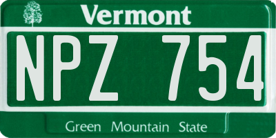 VT license plate NPZ754