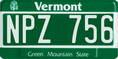 VT license plate NPZ756