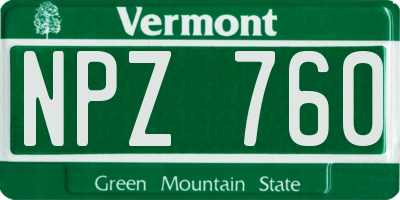 VT license plate NPZ760