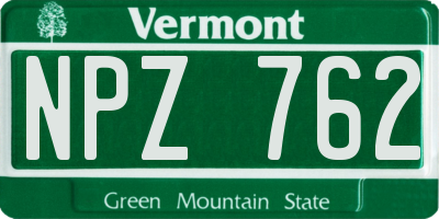 VT license plate NPZ762