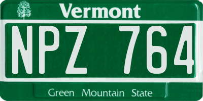 VT license plate NPZ764