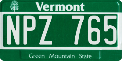 VT license plate NPZ765