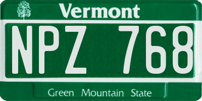 VT license plate NPZ768