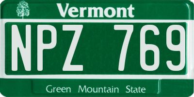 VT license plate NPZ769