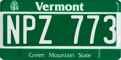 VT license plate NPZ773