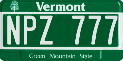 VT license plate NPZ777