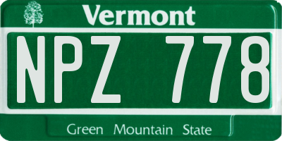 VT license plate NPZ778