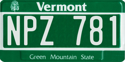 VT license plate NPZ781