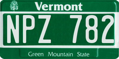 VT license plate NPZ782