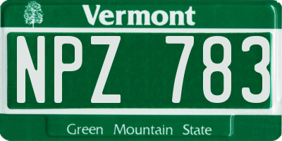 VT license plate NPZ783