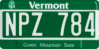 VT license plate NPZ784