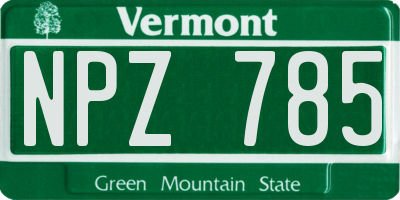 VT license plate NPZ785