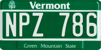 VT license plate NPZ786