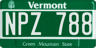 VT license plate NPZ788
