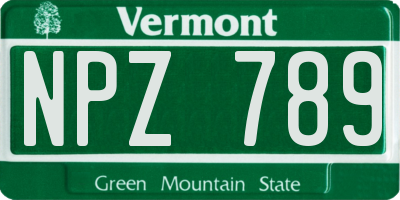 VT license plate NPZ789
