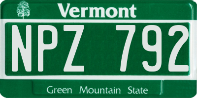 VT license plate NPZ792