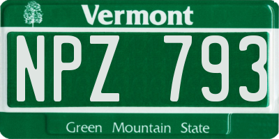 VT license plate NPZ793
