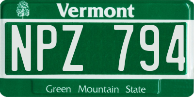 VT license plate NPZ794