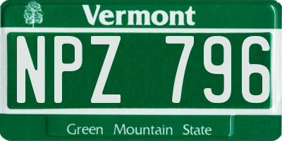 VT license plate NPZ796