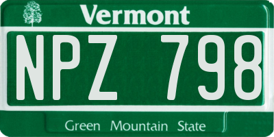 VT license plate NPZ798