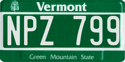 VT license plate NPZ799